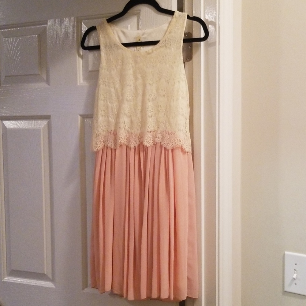 Francesca's Lace and pink dress